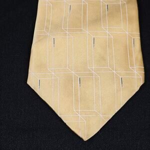 ALEXANDER JULIAN COLOURS Men's Gold Yellow 100% Silk Geometric Cube Tie